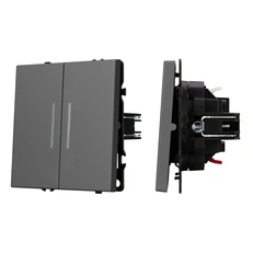 Изображение Выключатель 2-клавишный с подсветкой Arlight NOBE, серый базальт soft-touch 054266(1)