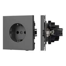 Изображение Розетка с заземлением Arlight TENDO, графитовый soft-touch 054640