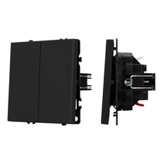 Изображение Выключатель проходной 2-клавишный Arlight NOBE, черный оникс soft-touch 054255(1)