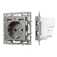 Изображение Механизм розетки с USB зарядкой SCT-MUAA-PL-GR (250V, 16A) (Arlight, -)
