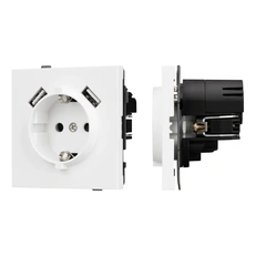 Изображение Розетка с заземлением и 2хUSB Type A Arlight TENDO, белый матовый 054082