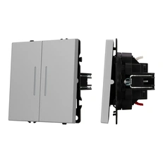 Изображение Выключатель проходной 2-клавишный с подсветкой Arlight NOBE, никель soft-touch 059415(1)
